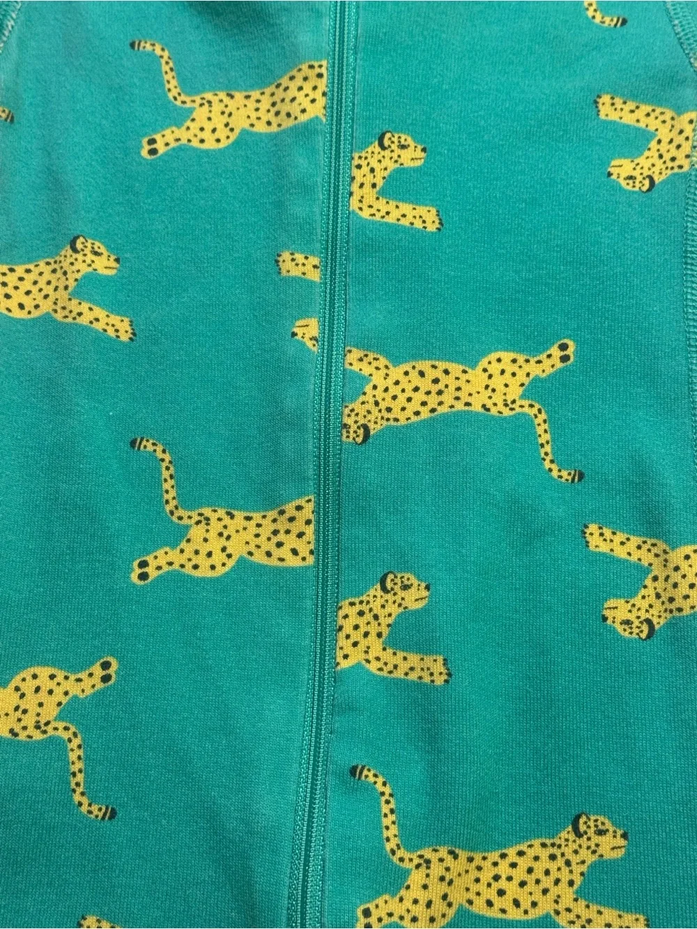 +NWOT Hanna Andersson Cheetah Short John Romper Zip Pajama Teal 3-6M 60cm